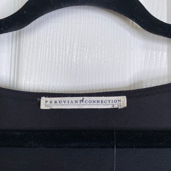 PERUVIAN CONNECTION Black Lacemaker Pocket Dress Long Sleeves NWT New Size XS - Picture 4 of 6